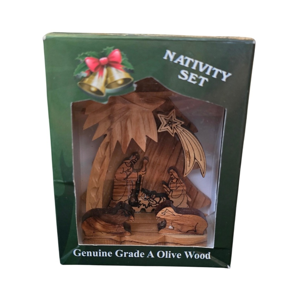 Bethlehem Hand Made Olive Wood Musical Nativity Set Silent Night Holy Land Boxed